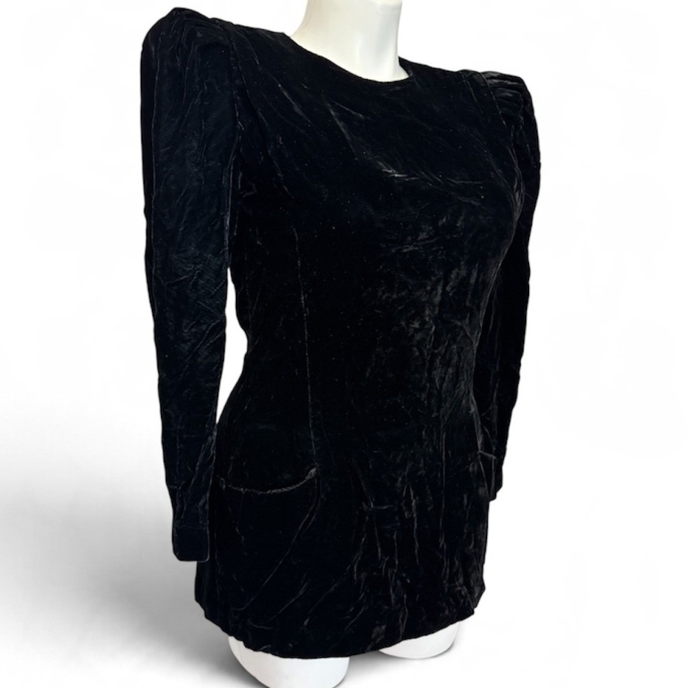 Vintage 1980s Richard Warren for Saks Fifth Avenue Velvet Tunic Back Button 10 - Picture 4 of 14